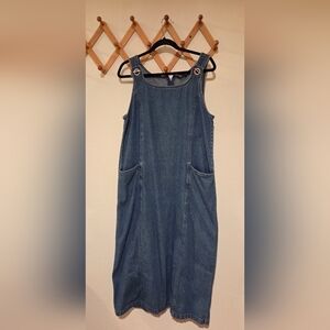 Classic Blue Denim Overall Dress for Women